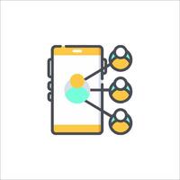 Mobile app icon with people connected to it vector