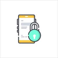 A phone with a padlock on it and a message vector