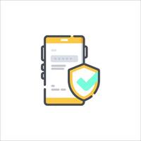 A phone with a check mark on it and a shield icon vector