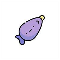 A purple fish with a yellow tail on a white background vector