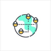 A globe with people connected to it vector