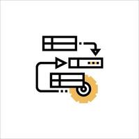 A black and yellow icon of a computer vector