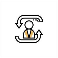 A man in a circle with arrows pointing to him vector