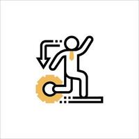 A man is running on a wheel with a gear vector