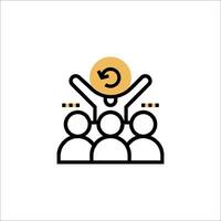 A line icon of people with a circle on top vector