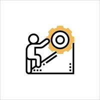 A man is climbing a ladder with a cogwheel on top vector