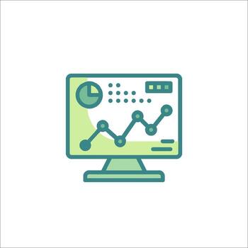 A computer monitor with a graph line on it vector