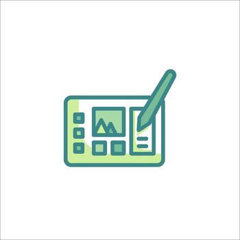 A tablet with a pen and a graph on it vector