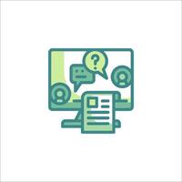A computer screen with a question mark and a paper vector