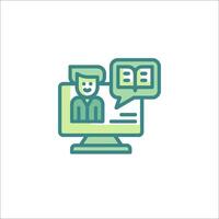 A computer with a person on it and a book vector