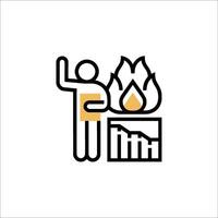 A man holding a fire extinguisher and a graph vector