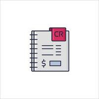 A document with cr and a dollar sign vector