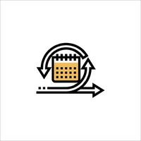 A calendar icon with arrows pointing to it vector