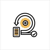 A black and white icon of a clock and a phone vector