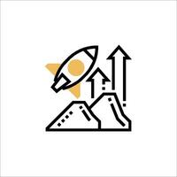 A rocket is flying over a mountain and a mountain is rising vector
