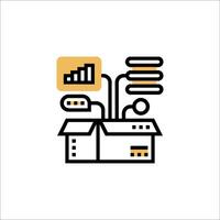 A box with a graph on it and a box with a bar graph vector