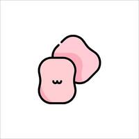 A cartoon of two pieces of food with a face on each vector