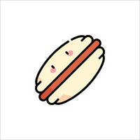 A cartoon illustration of a sandwich with a red stripe vector