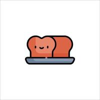 A cartoon bread with a smiley face on it vector