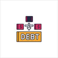 Debt icon, illustration, flat style, isolated on white background vector
