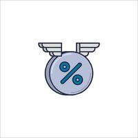 Percentage icon with wings and a percentage sign vector
