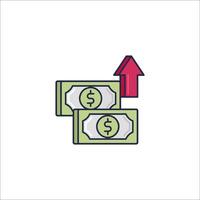 Money stack with arrow and dollar sign icon vector