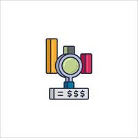 A colorful icon of a dollar sign and a bar graph vector
