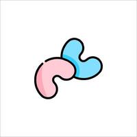 A cartoon of two pink and blue pillows vector