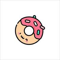 A donut with a face on it is shown in this illustration vector