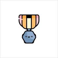A cartoon character holding a trophy vector