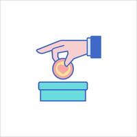 A hand putting a coin into a box vector
