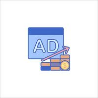 A stack of coins and an ad on a white background vector