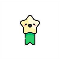 A cute star with a green ribbon on it vector