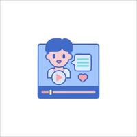 A man is talking to a woman on a call vector