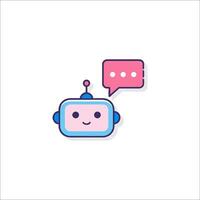 A robot with speech bubble and a smiley face vector