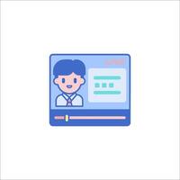 A man is on a computer screen with a chat icon vector