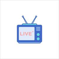 Live tv icon with a tv and a live sign vector
