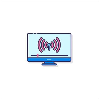 A computer monitor with a wifi symbol on it vector