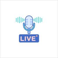 Live microphone icon with sound waves vector
