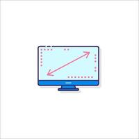 A computer monitor with an arrow pointing up vector