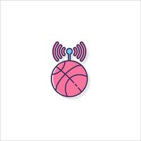 A pink basketball ball with a wireless signal on it vector