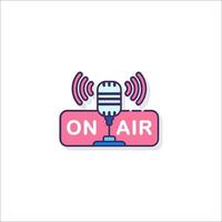 On air logo with microphone and microphone icon vector