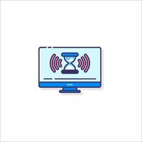 A computer monitor with a clock icon vector