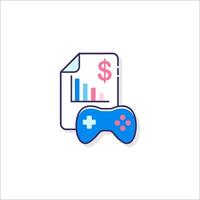 A game controller and a paper with a dollar sign vector