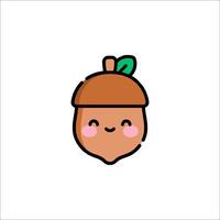 A cute acorn icon with a smile vector