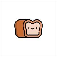 A cartoon bread slice with a face on it vector