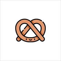 A pretzel icon with a smiley face vector