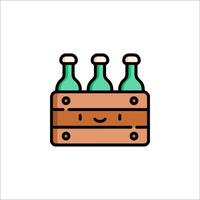 A cartoon bottle of beer in a wooden crate vector
