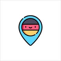 A map pin with a face and a flag vector