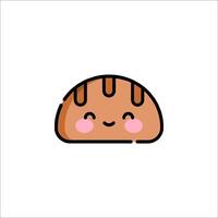 A cute bread icon with a smile vector